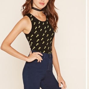 Black Key Print Sleeveless Bodysuit